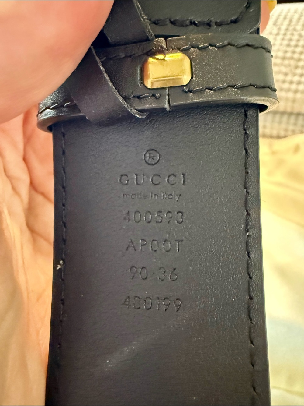 Gucci GG Marmont Black Leather Belt Double G Buckle Size 90 - Picture 6 of 7